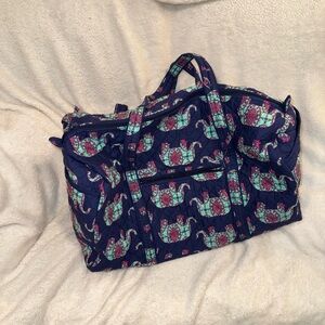 Vera Bradley Navy and Teal Quilted Travel Bag
